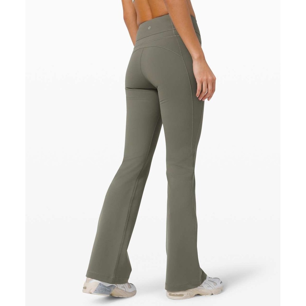 Lululemon Groove Nulu High Rise Flared Pant Grey Sage Green 32" Gym Yoga Women 4